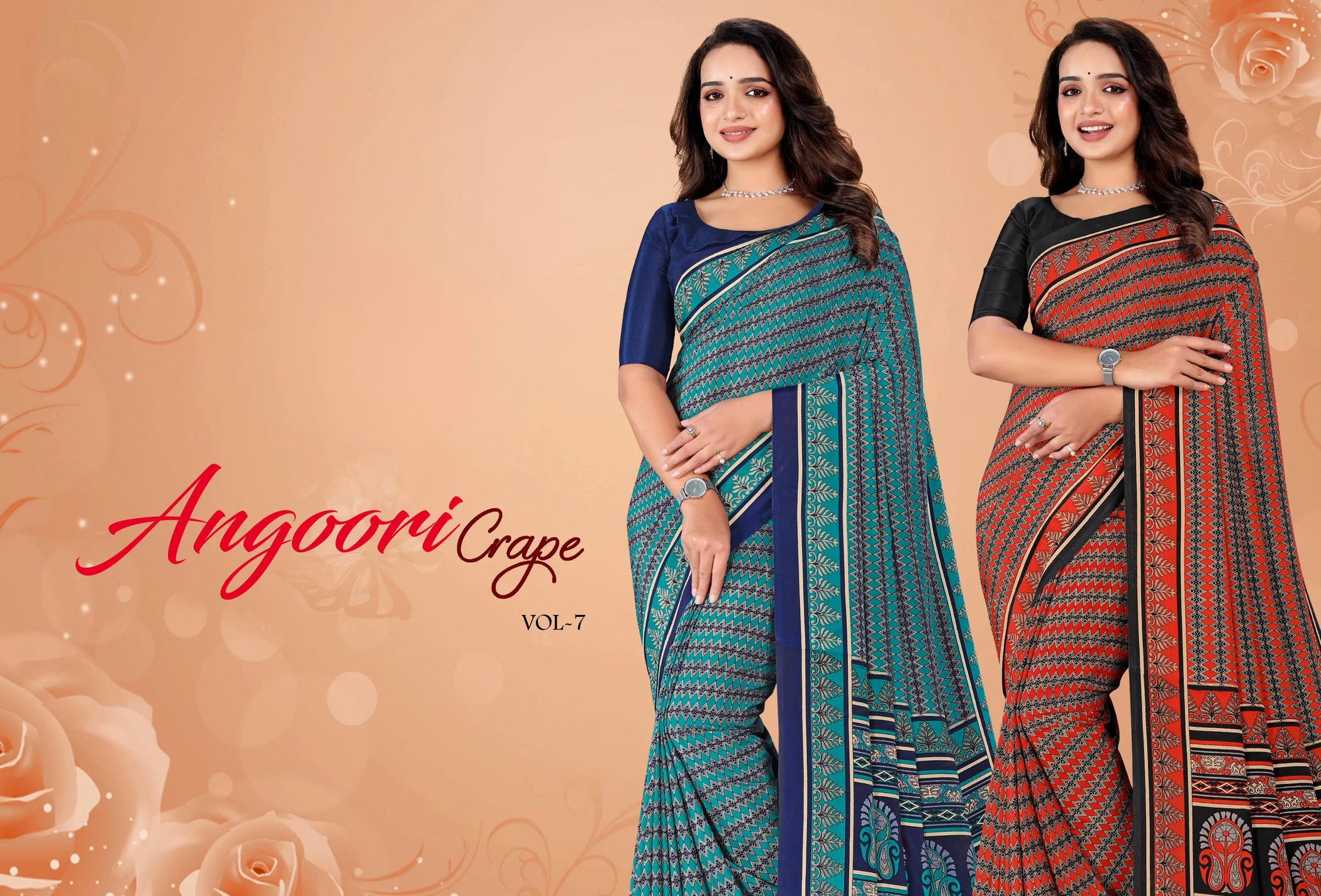 Angoori Crape Vol 7 Printed Crepe Uniform Saree Collection