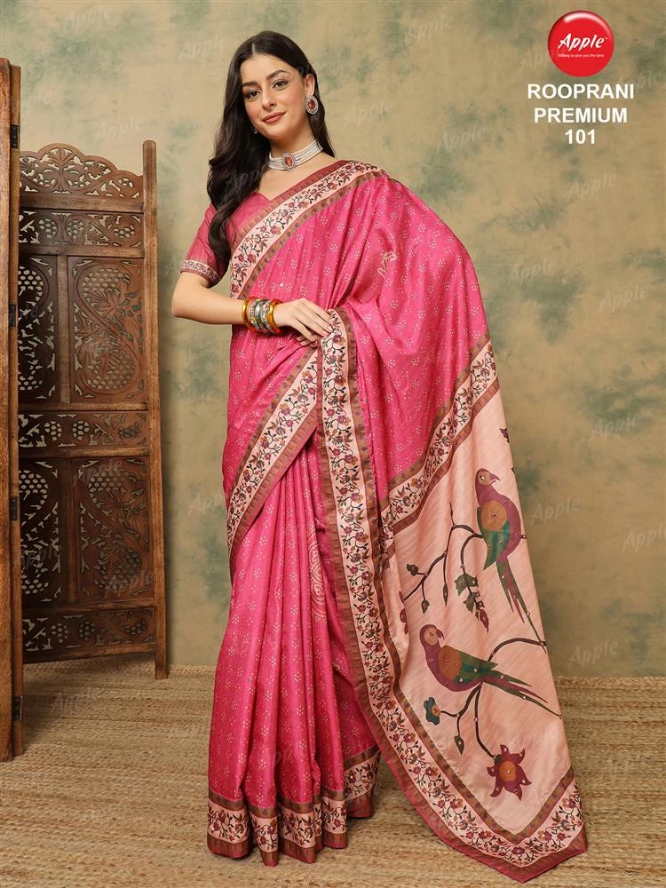 Apple Rooprani Premium Vol 01 Silk Blend Digital Printed Designer Saree Collection