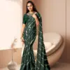 Kashvi Amrita Dull Moss Foil Printed Saree Collection