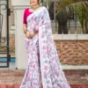 Kashvi White Queen Georgette Casual Wear Saree Collection
