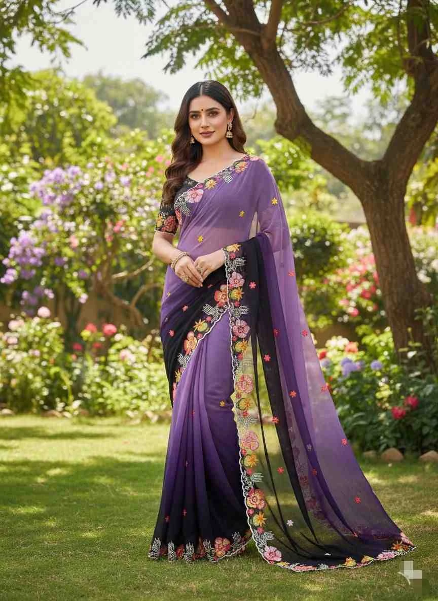 Kc 38 Georgette Sequence Thread Worked Party Wear Saree Collection