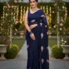 Kc 57 Georgette Multi Thread Sequence Worked Beautiful Saree Collection