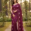 Kc 57 Georgette Multi Thread Sequence Worked Beautiful Saree Collection