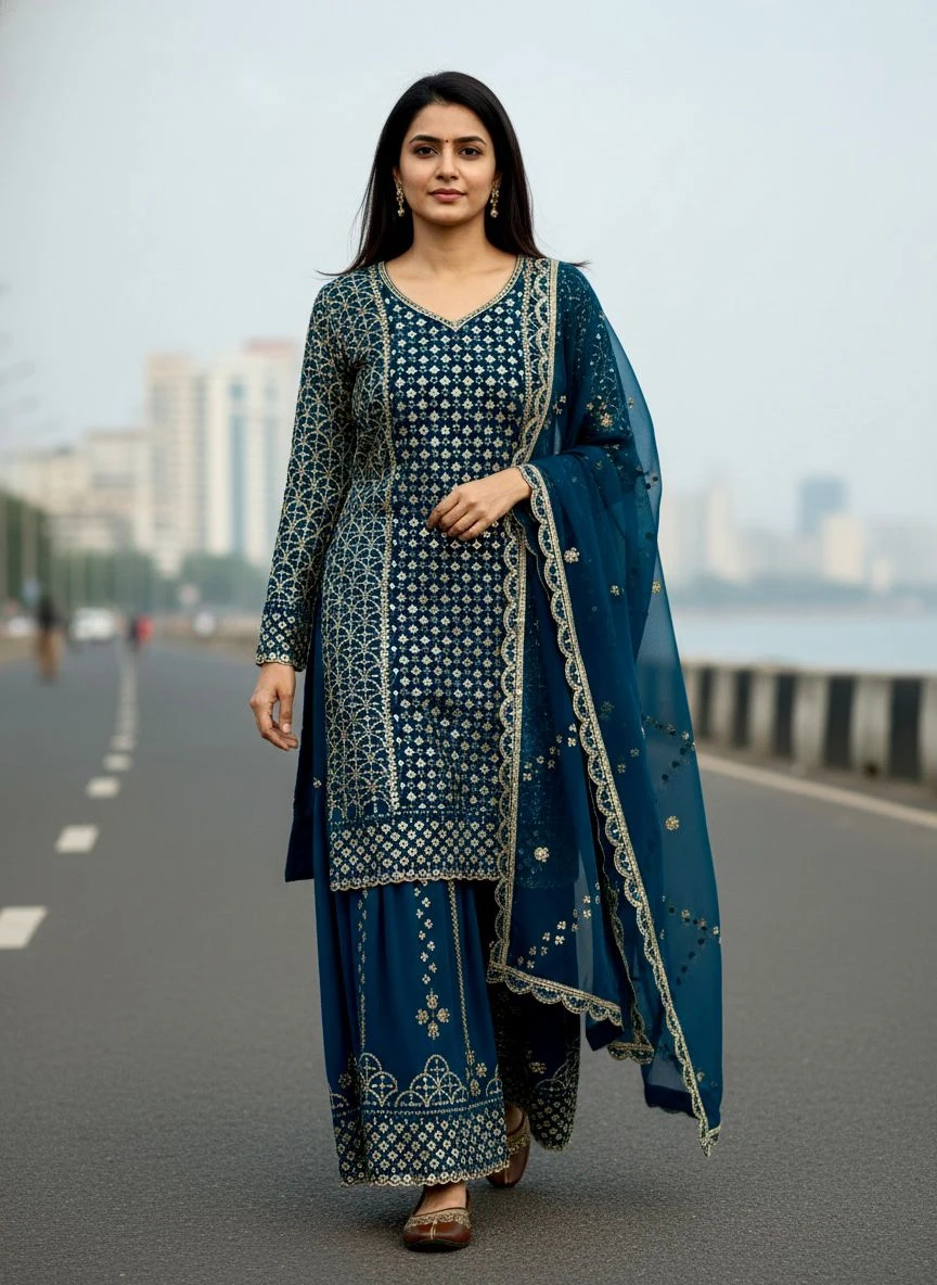 Rama Export Code- 1361-C Heavy Georgette Wholesale Readymade Pakistani Suit Collection