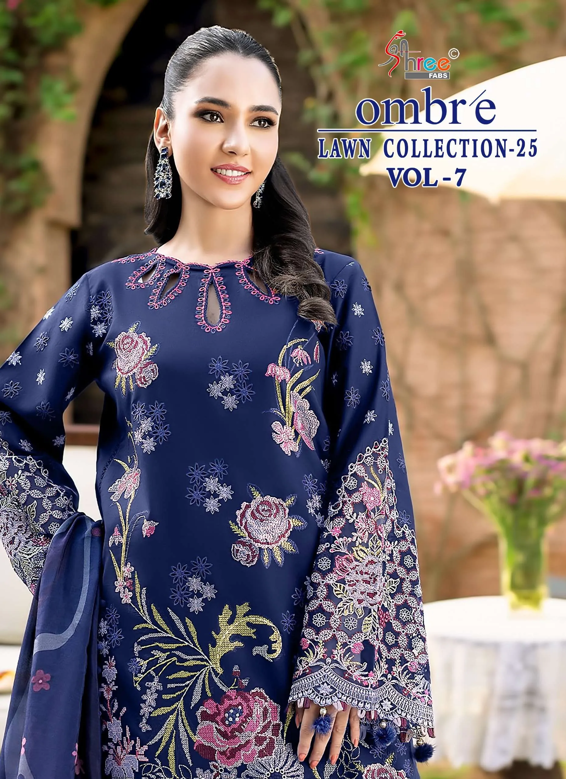 Shree Fab Ombre Lawn Collection 25 Vol 7