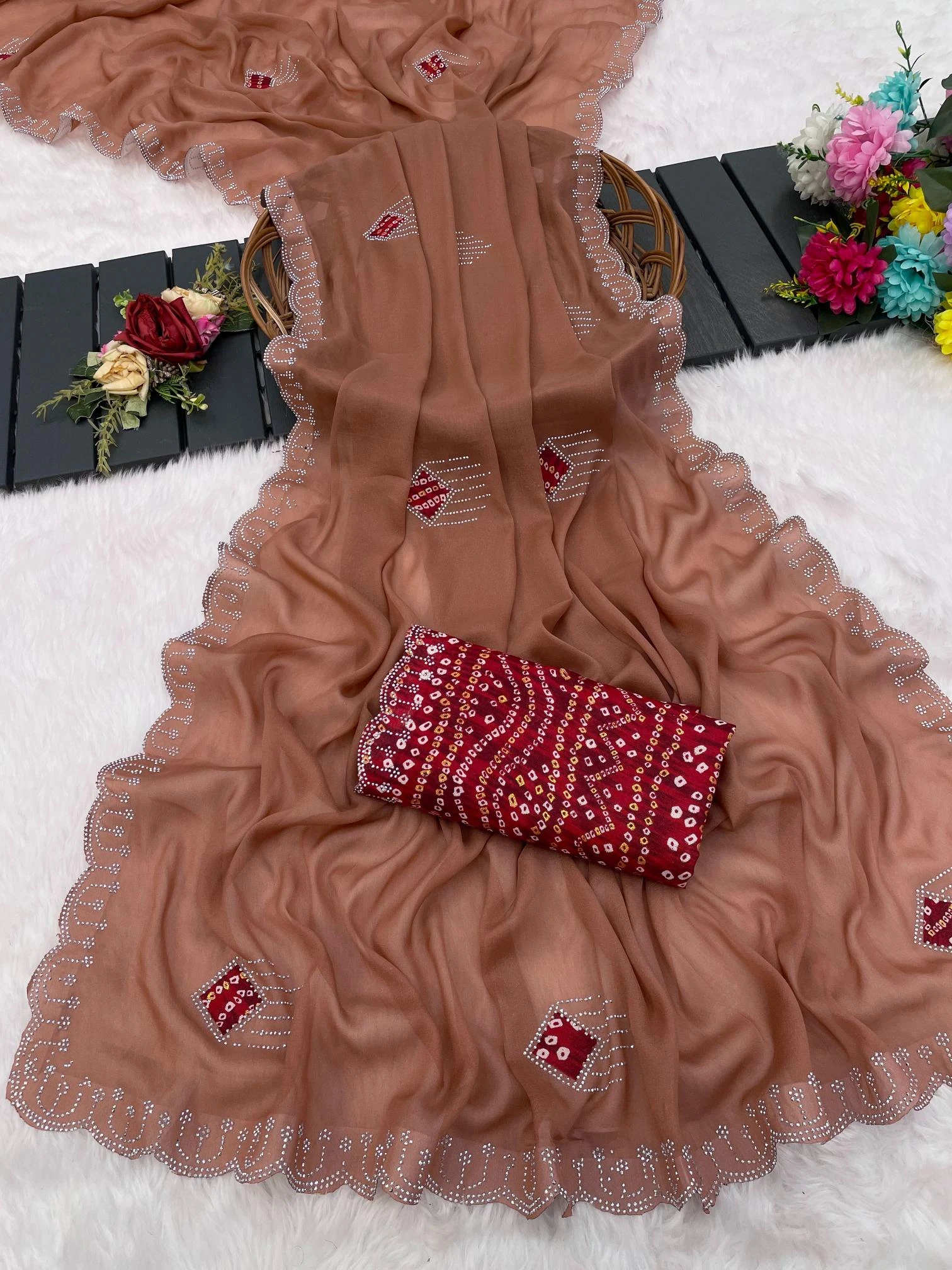 Star Women 6332 Modal Georgette Embellished Saree Collection