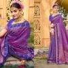 Bunawat Lazrre Silk Sangam Prints Soft Silk Woven Work Traditional Saree Collection