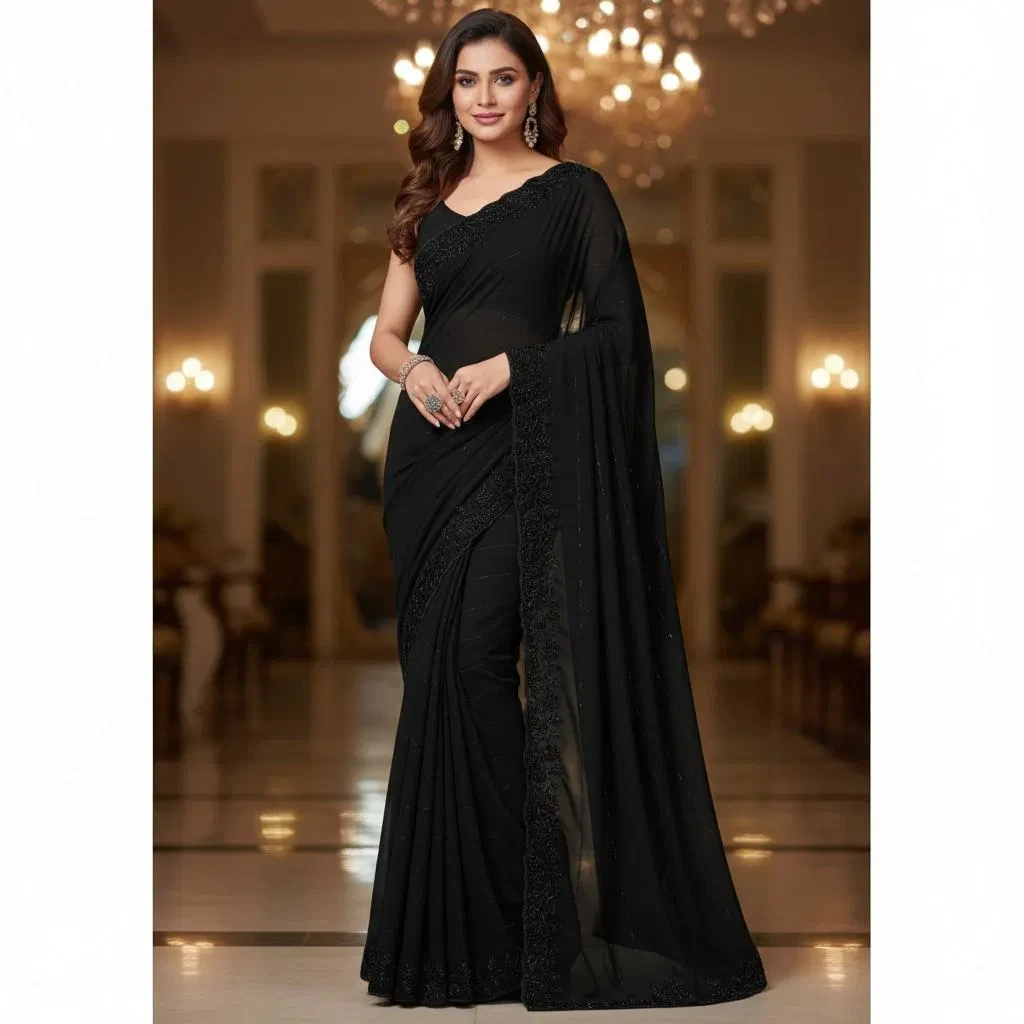 Ds 730 Black Beeds Grand Party Wear Saree Collection