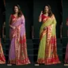 Gobuni Seerat Tissue Paithani with Lotus Zari Border Saree Collection