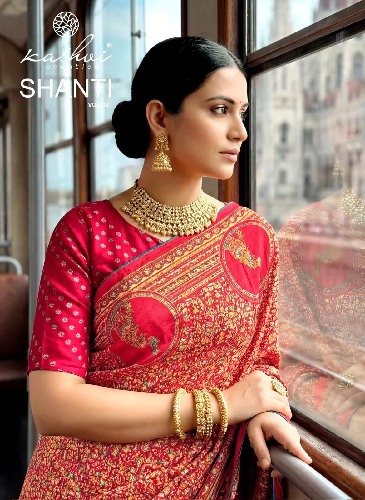 Kashvi Shanti Vol 9 Bright Moss Foil Printed Fancy Saree Collection