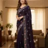 Kc 900 Satin Chiffon Sequence Blooming Saree