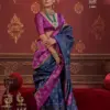 Kreshva Kalki Silk Ikkat Design with Hand Marmo Finish Saree Collection