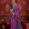 Kreshva Kalki Silk Ikkat Design with Hand Marmo Finish Saree Collection