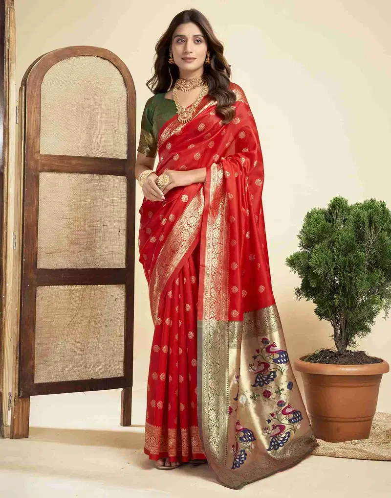 P 205 Silk Woven Work Festival Wear Saree Collection
