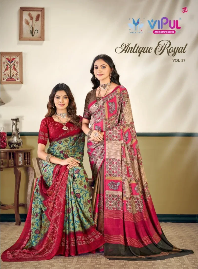 Vipul Antique Royal Vol 27 Silk Printed Traditional Wear Saree Collection