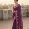 Vt 827 T Fandy Chiffon Embroidery Worked Fancy Saree Collection
