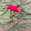 Vt 829 T Moss Chiffon Multi Thread Worked Fancy Saree Collection