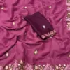 Ah New Rosewood Georgette Embriodery Worked Party Wear Saree Collection