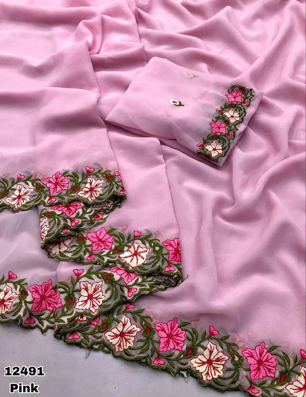 Arham Georgette Floral Multi Thread Worked Fancy Saree Collection