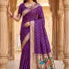 Mb 14 a Lustrous Organza Silk Woven Butti Motifs Work Saree Collection