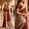 Mb 14 a Lustrous Organza Silk Woven Butti Motifs Work Saree Collection