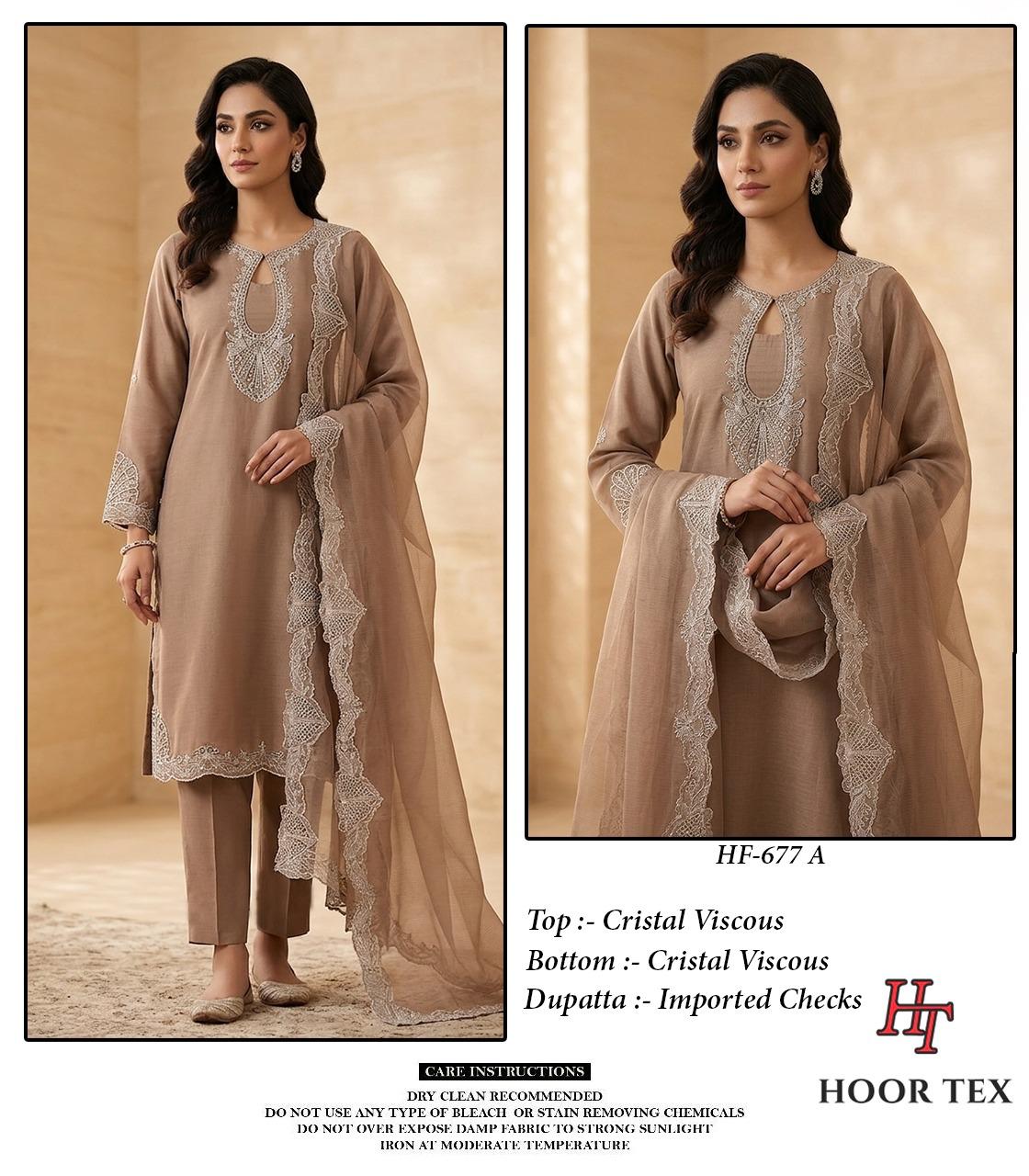 Hoor Tex HF-677 A To D Cristal Viscous Wholesale Pakistani Readymade Suit Collection