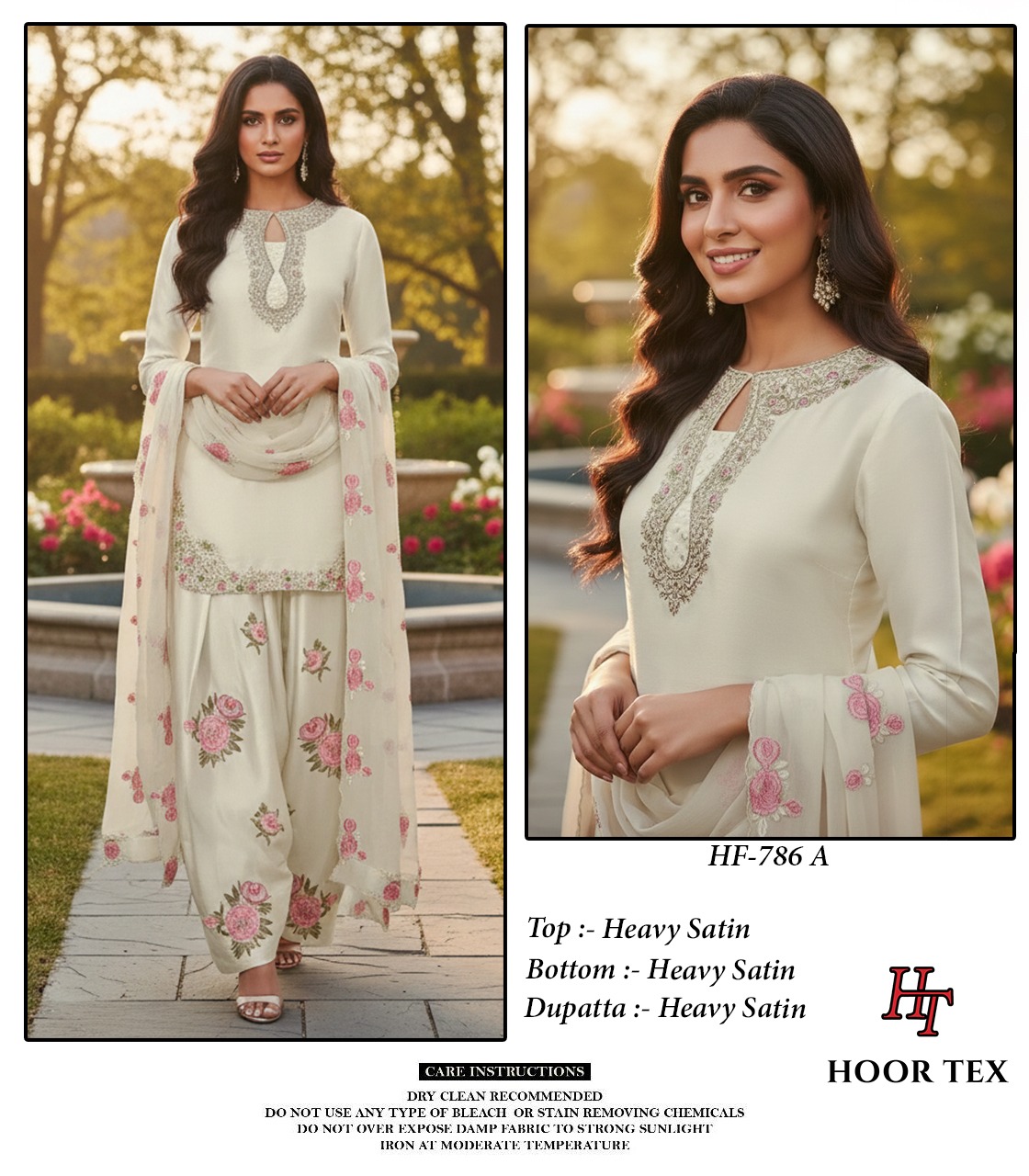 Hoor Tex HF-786 Malai Satin Wholesale Pakistani Readymade Suit Collection