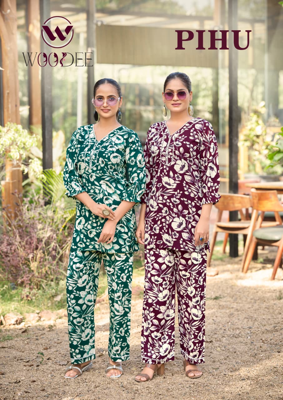 Woodee Pihu Rayon Printed Wholesale Co-Ord Set Collection