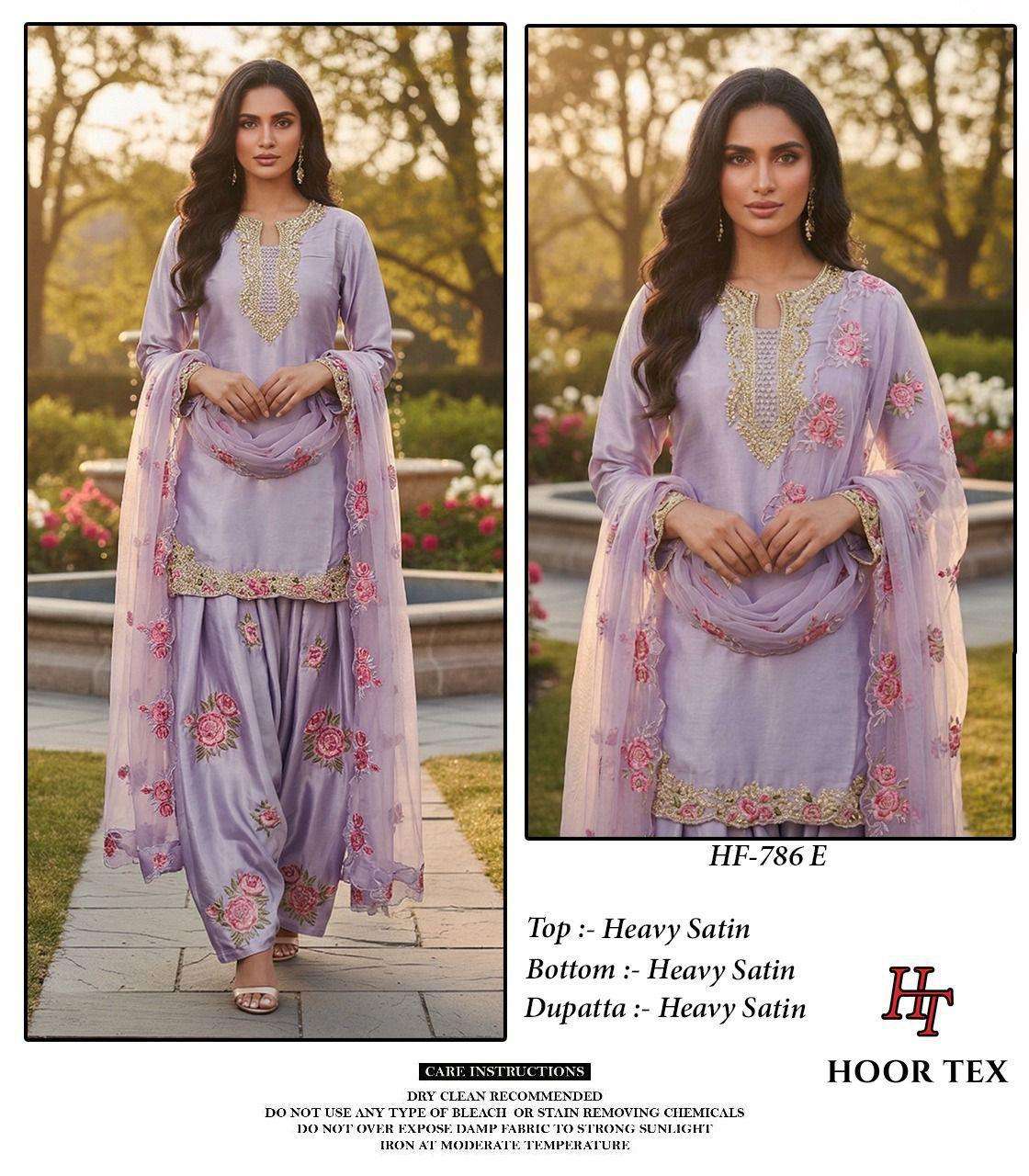 Hoor Tex HF-786 C To E Malai Satin Wholesale Pakistani Readymade Suit Collection