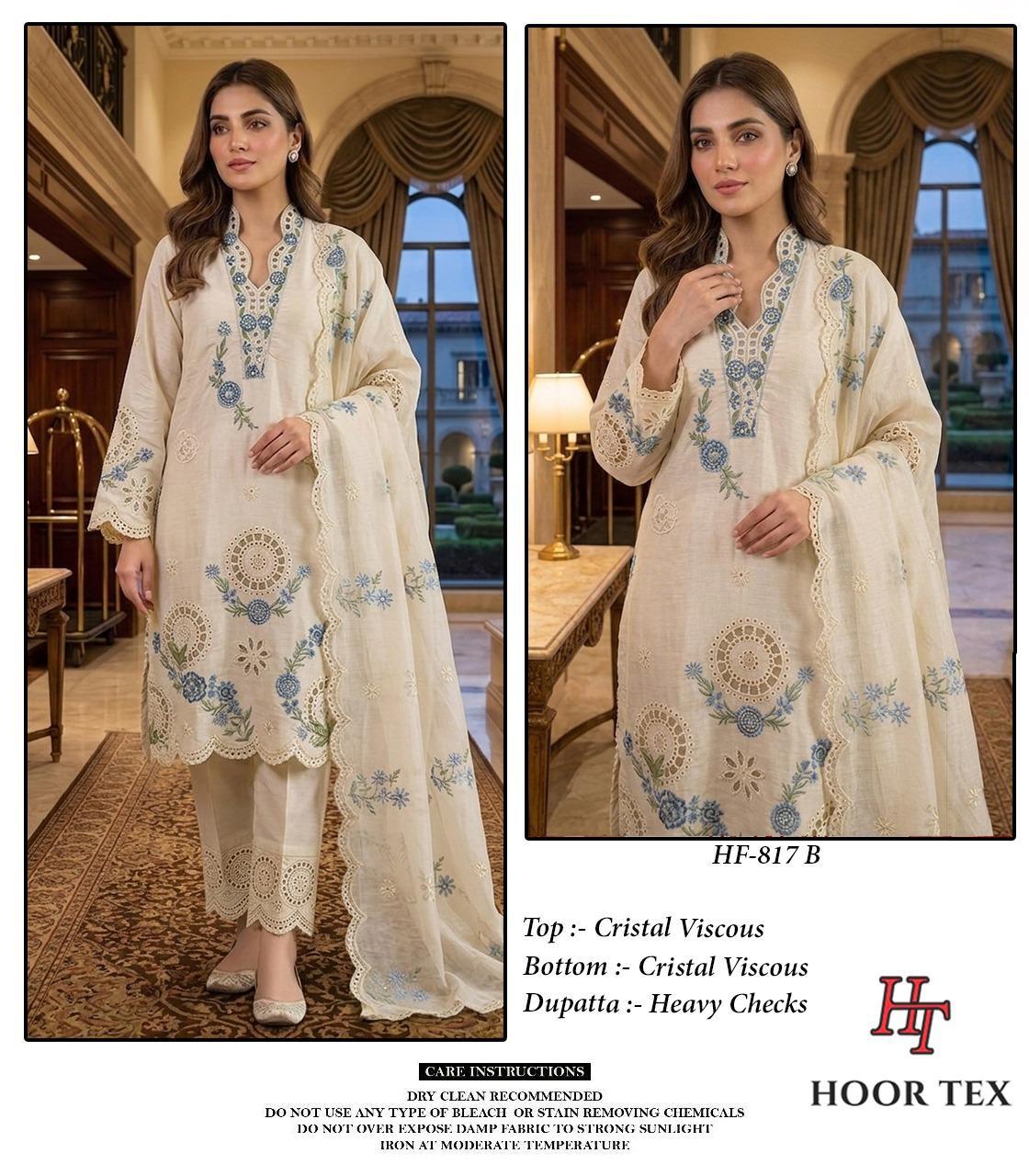 Hoor Tex HF-817 A To D Crystal Viscose Wholesale Pakistani Readymade Suit Collection