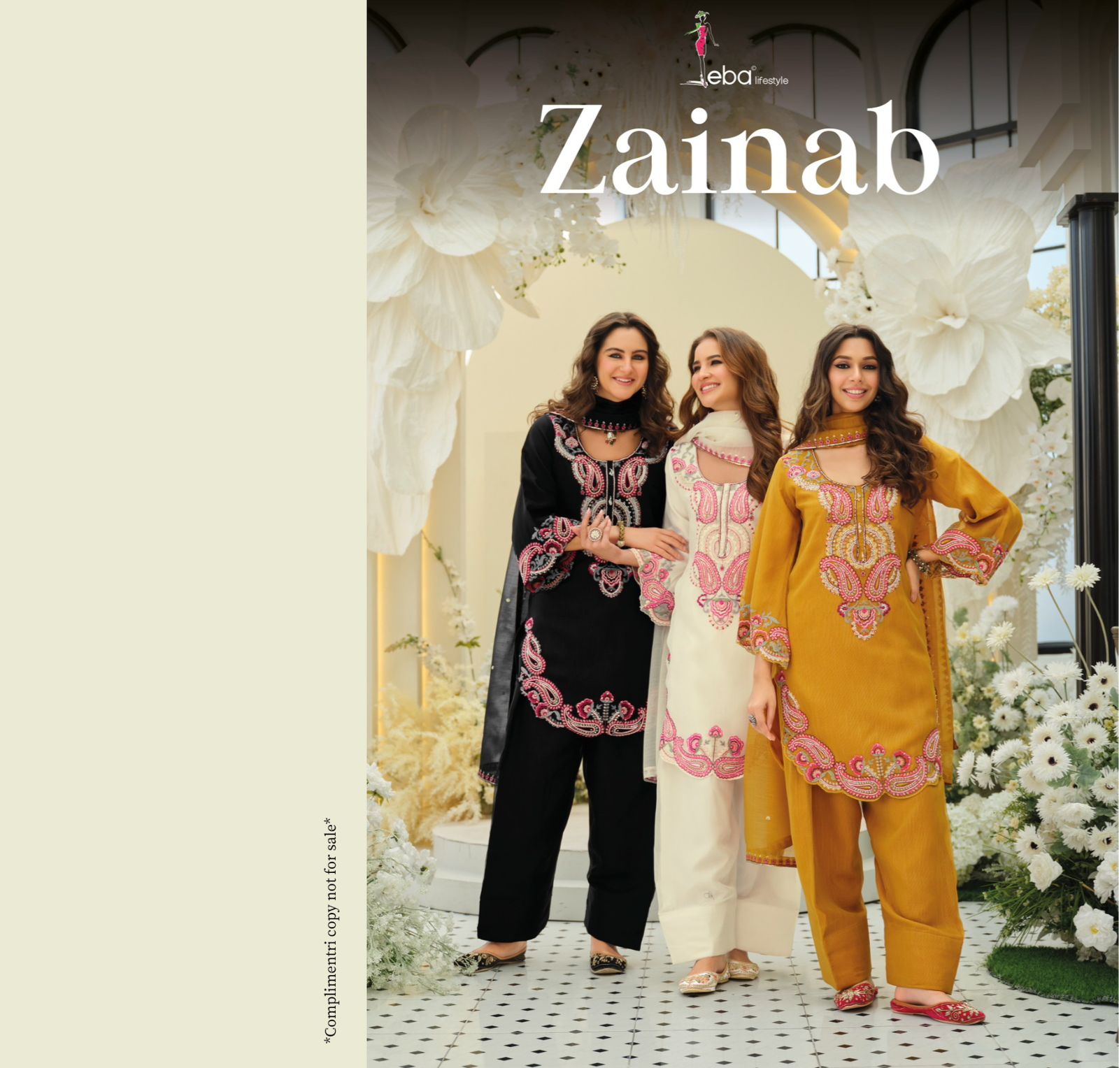 Eba Lifestyle Zainab Slub Organza Beads Work Wholesale Readymade Suit Collection