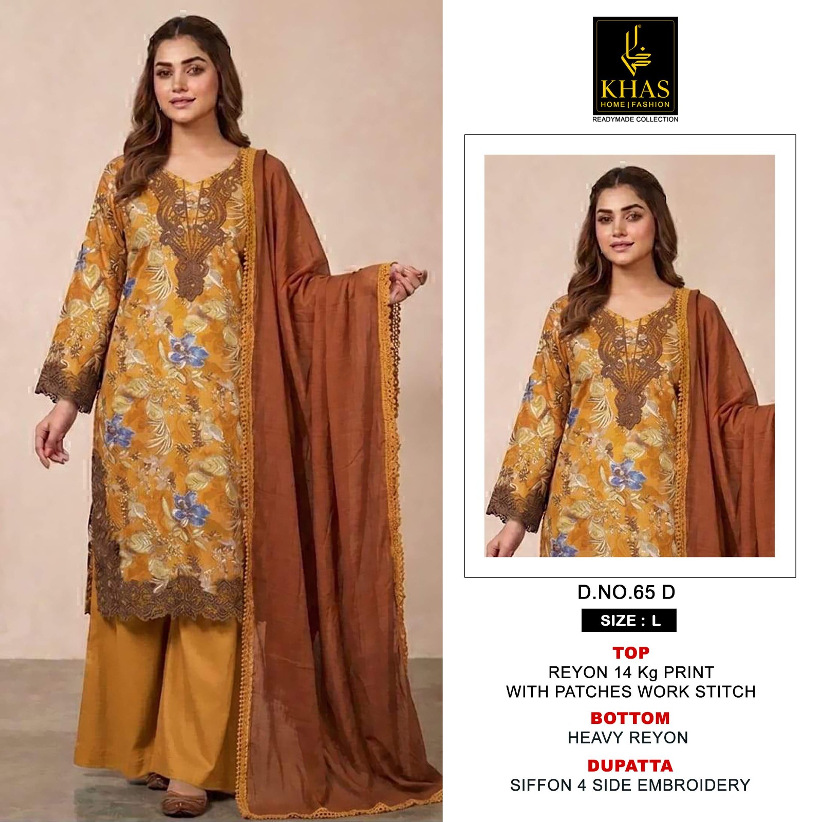 Khas Design No 65 Premium Rayon Print Wholesale Readymade Pakistani Suit Collection