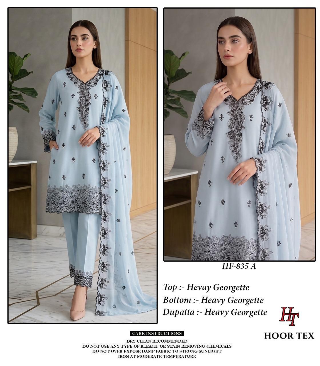 Hooe Tex HF-835 A To D Heavy Georgette Wholesale Pakistani Readymade Suit Collection