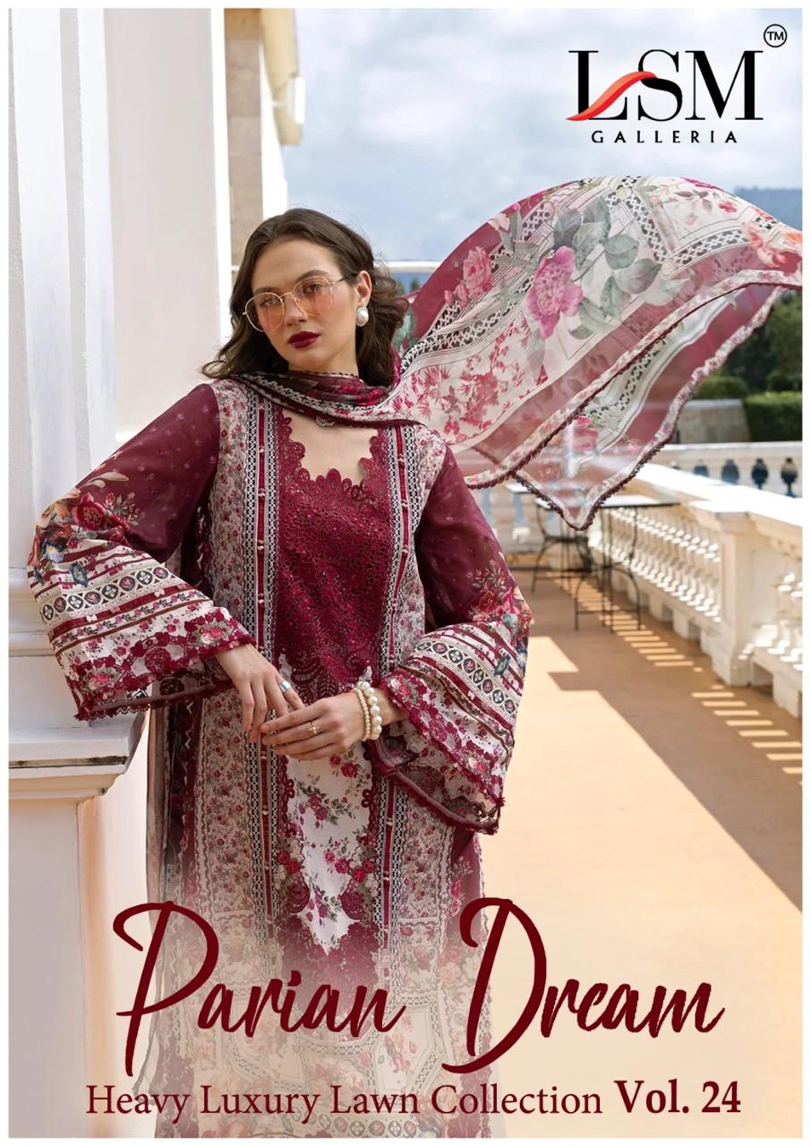 Lsm Parian Dream Vol-24 Heavy Lawn Cotton Wholesale Pakistani Readymade Suit Collection