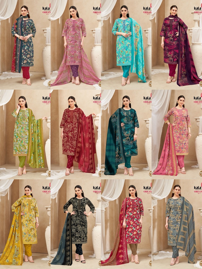 Kala Oreana Vol-9 Pure Cotton Wholesale Kurti Pant with Dupatta Collection - Image 12