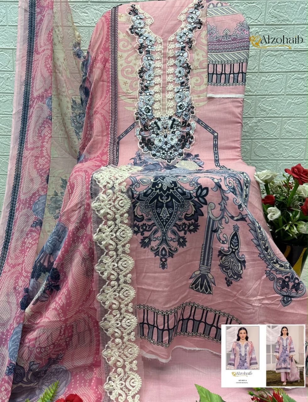 Alzohaib Nura vol 2 Pure Cotton Wholesale Pakistani Suit Collection - Image 9