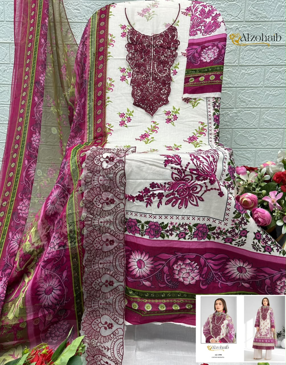 Alzohaib Nura vol 2 Pure Cotton Wholesale Pakistani Suit Collection - Image 10