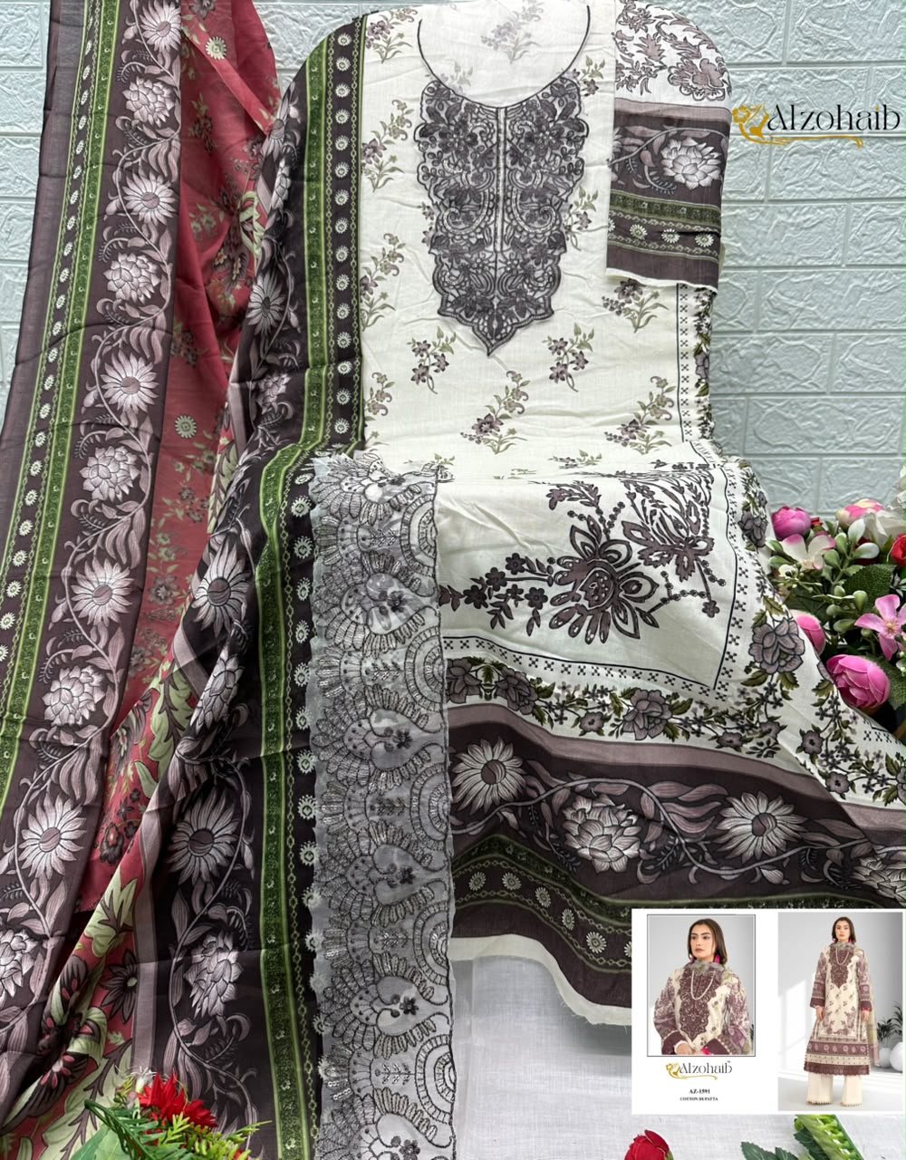 Alzohaib Nura vol 2 Pure Cotton Wholesale Pakistani Suit Collection - Image 11