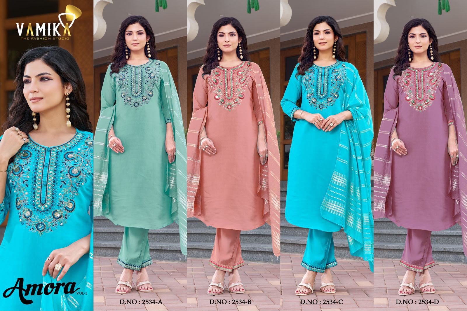 Vamika™️ Amora Heavy Viscose Roman Wholesale Readymade Suit Collection - Image 3