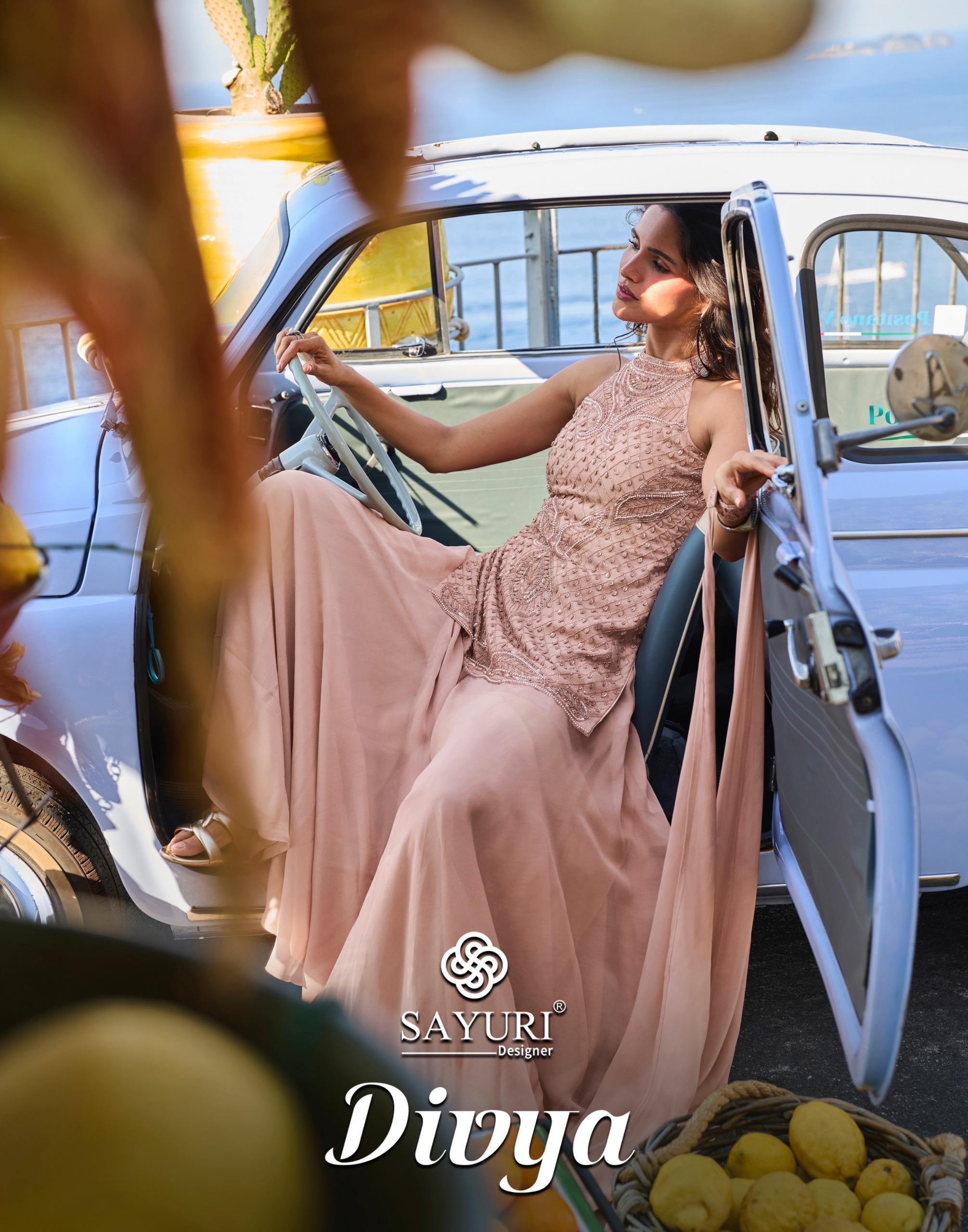 Sayuri Designer Divya Premium Real Georgette Wholesale Indo Western Collection