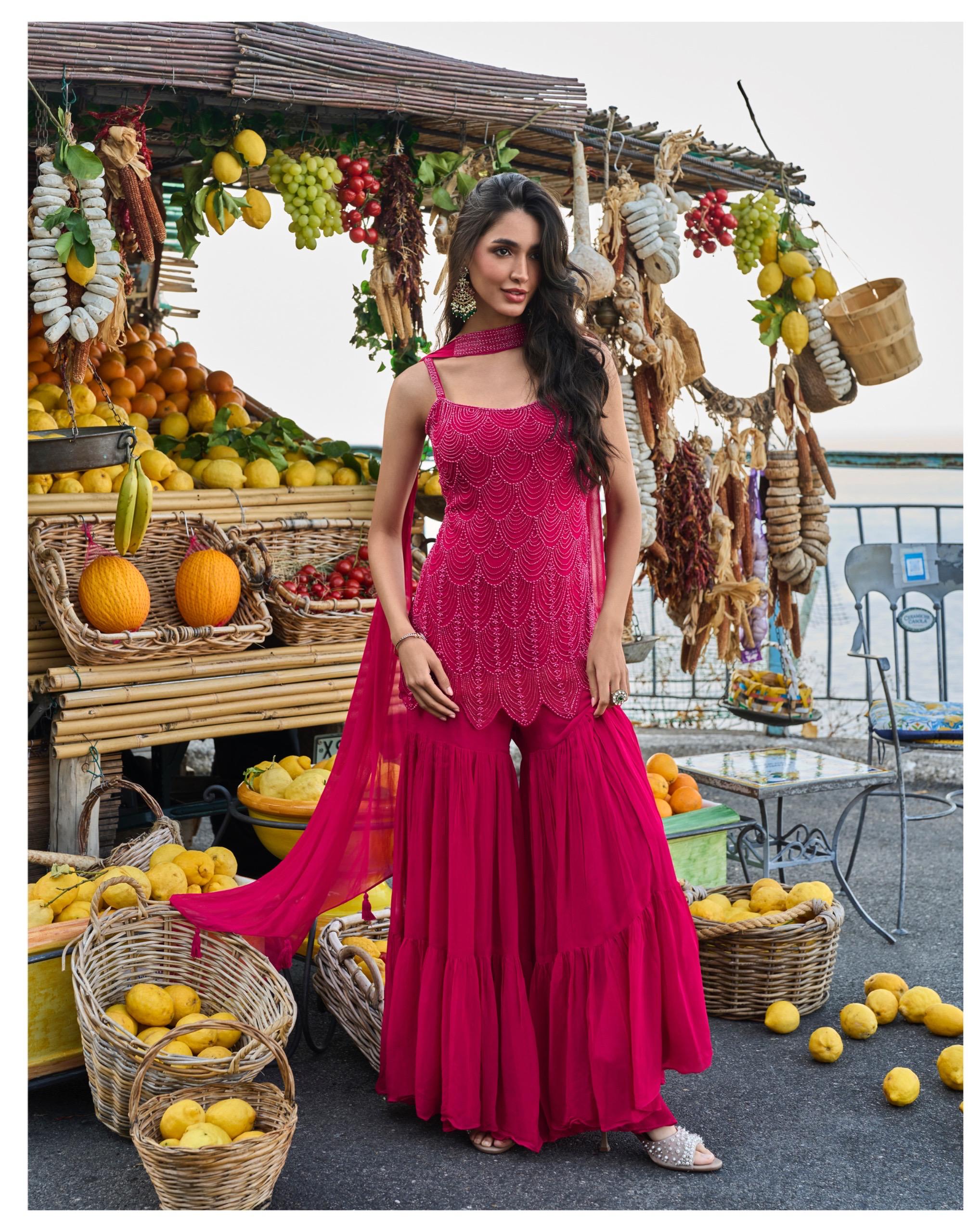 Sayuri Designer Divya Premium Real Georgette Wholesale Indo Western Collection - Image 3