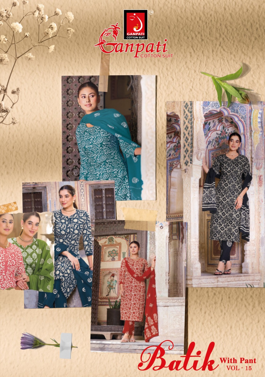 Ganpati Batik Vol-15 Pure Cotton Wholesale Readymade Suit Collection