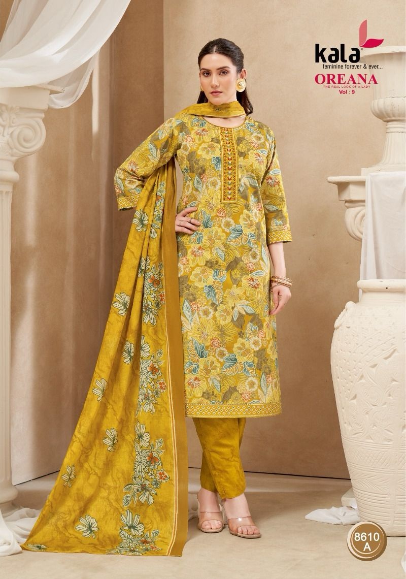 Kala Oreana Vol-9 Pure Cotton Wholesale Kurti Pant with Dupatta Collection - Image 10