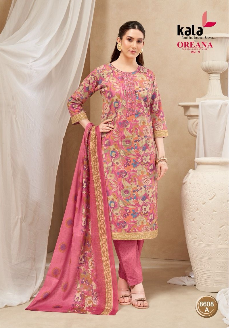 Kala Oreana Vol-9 Pure Cotton Wholesale Kurti Pant with Dupatta Collection - Image 9
