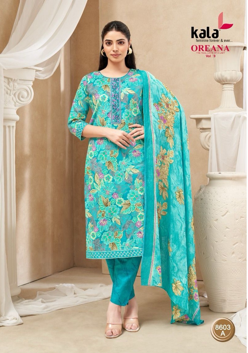 Kala Oreana Vol-9 Pure Cotton Wholesale Kurti Pant with Dupatta Collection - Image 4