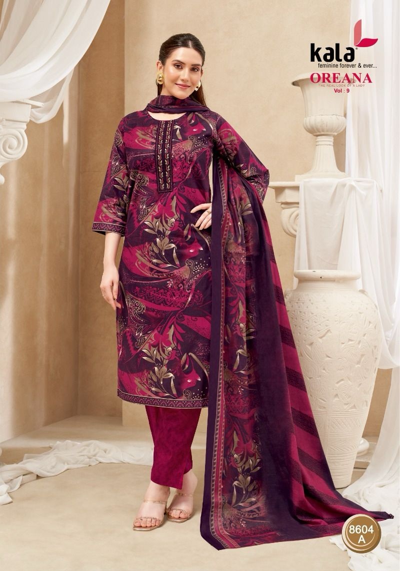 Kala Oreana Vol-9 Pure Cotton Wholesale Kurti Pant with Dupatta Collection - Image 5