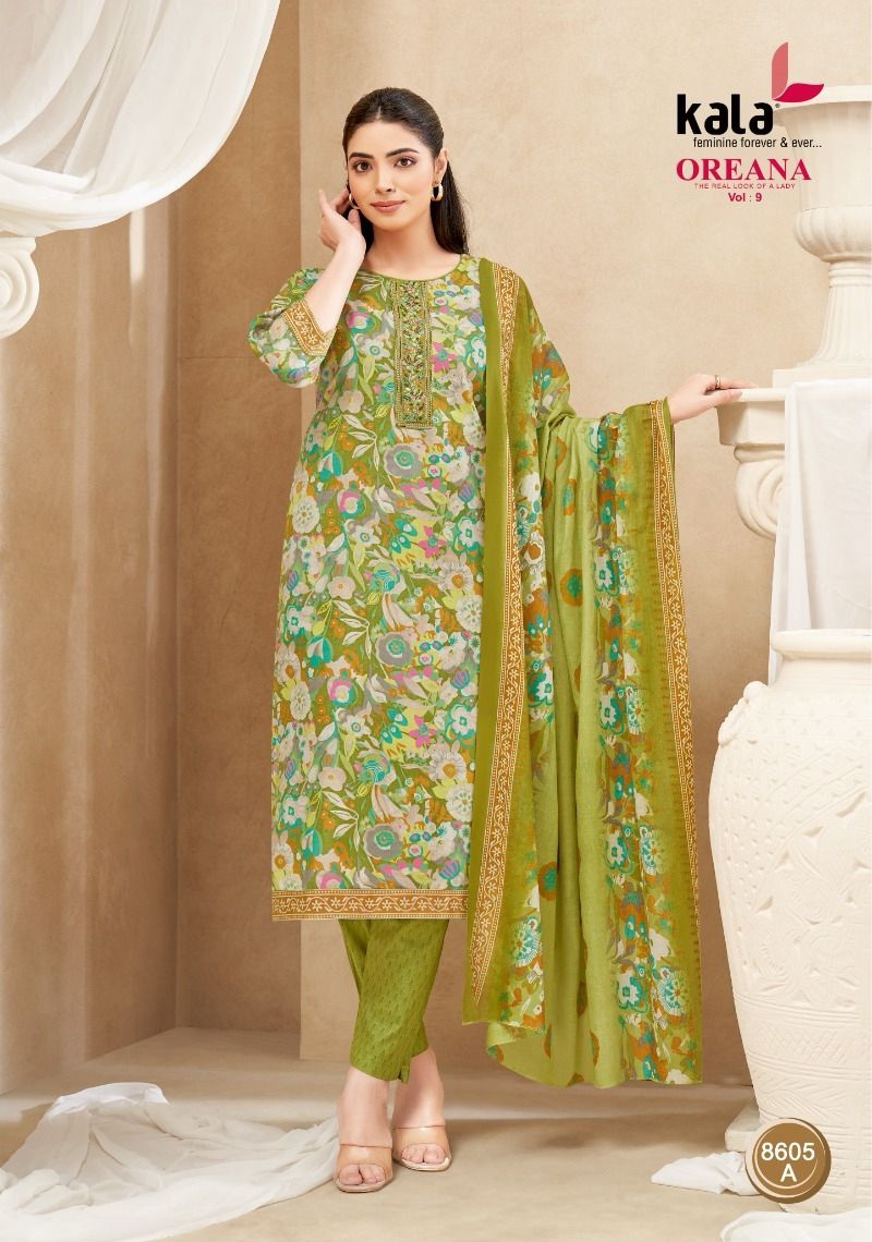 Kala Oreana Vol-9 Pure Cotton Wholesale Kurti Pant with Dupatta Collection - Image 6