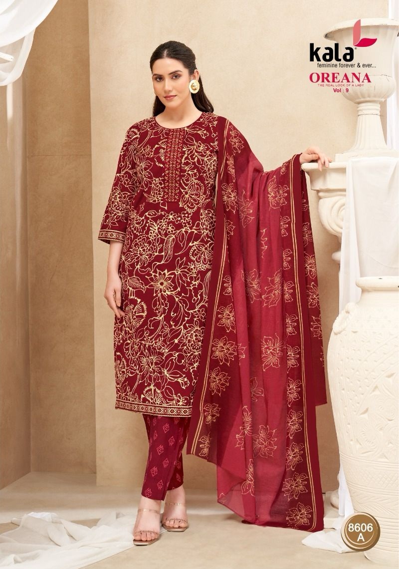 Kala Oreana Vol-9 Pure Cotton Wholesale Kurti Pant with Dupatta Collection - Image 7