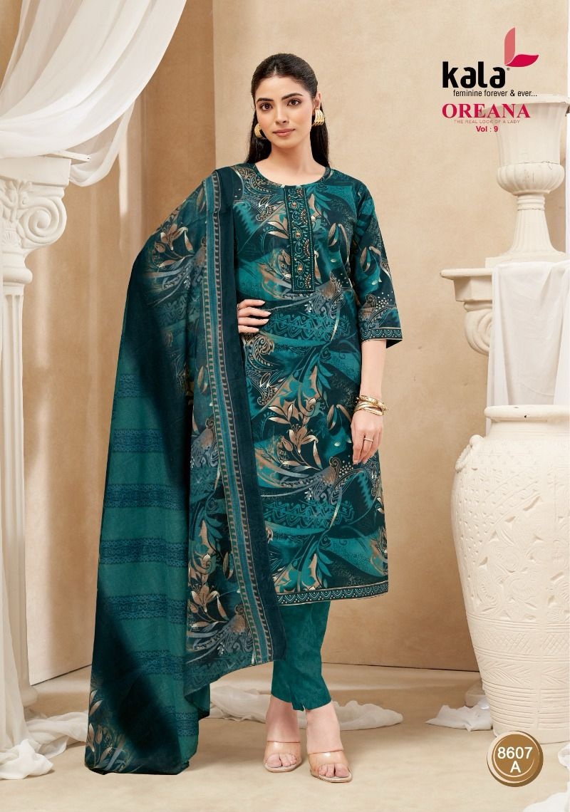 Kala Oreana Vol-9 Pure Cotton Wholesale Kurti Pant with Dupatta Collection - Image 8