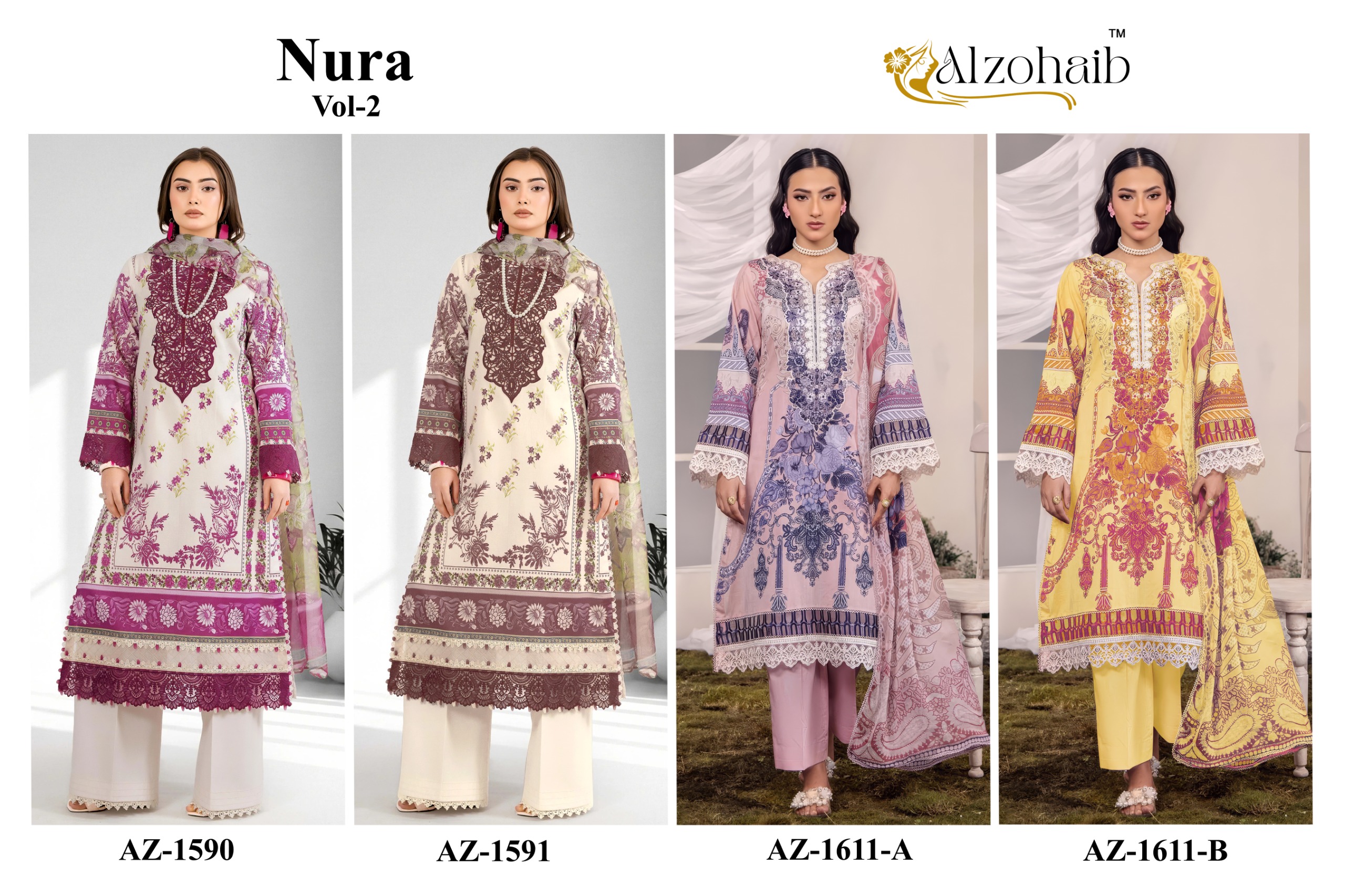 Alzohaib Nura vol 2 Pure Cotton Wholesale Pakistani Suit Collection - Image 12